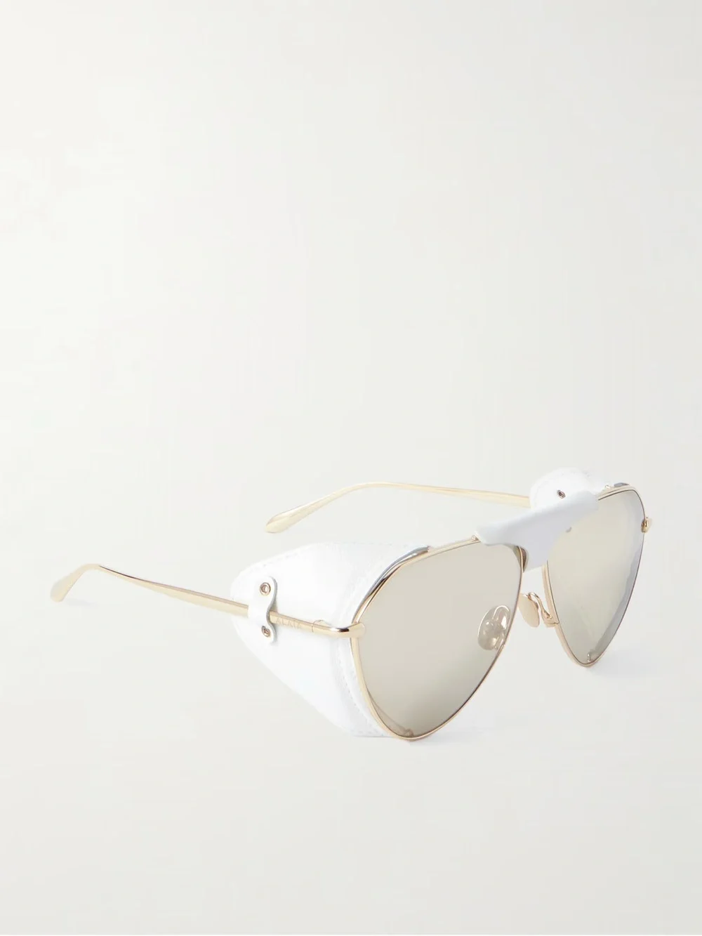ALAÏA EYEWEAR AVIATOR-STYLE LEATHER-TRIMMED GOLD-TONE SUNGLASSES AA0067S